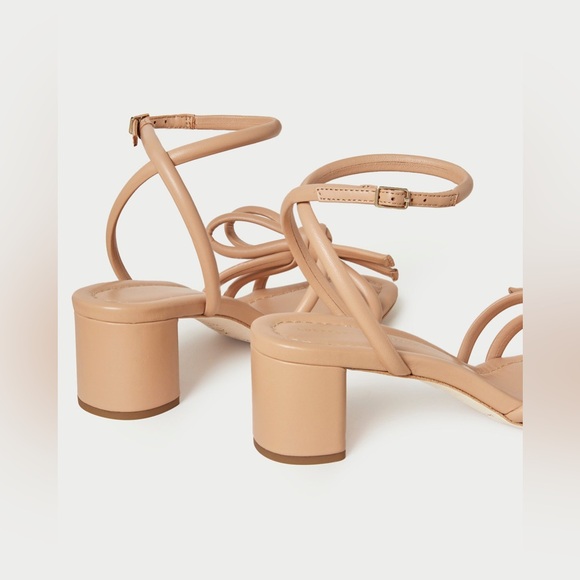Loeffler Randall Mikel Tan Knotted Bow Block Heel Sandals shoes Sand nude 8.5 - Picture 5 of 7